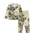 thumbnail image 1 of Pajama Sets for Women 2 Pcs, Vintage Floral Butterfly Button Down Long Sleeve Sleepwear Lounge PJ Sets, 1 of 6