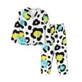 thumbnail image 1 of Pajama Sets for Women 2 Pcs, Yellow Blue Leopard Print Button Down Long Sleeve Sleepwear Lounge PJ Sets, 1 of 6