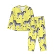 thumbnail image 1 of Pajama Sets for Women 2 Pcs, cute Zebra yellow Button Down Long Sleeve Sleepwear Lounge PJ Sets, 1 of 6