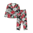 thumbnail image 1 of Pajama Sets for Women 2 Pcs, red flowers_A Button Down Long Sleeve Sleepwear Lounge PJ Sets, 1 of 6