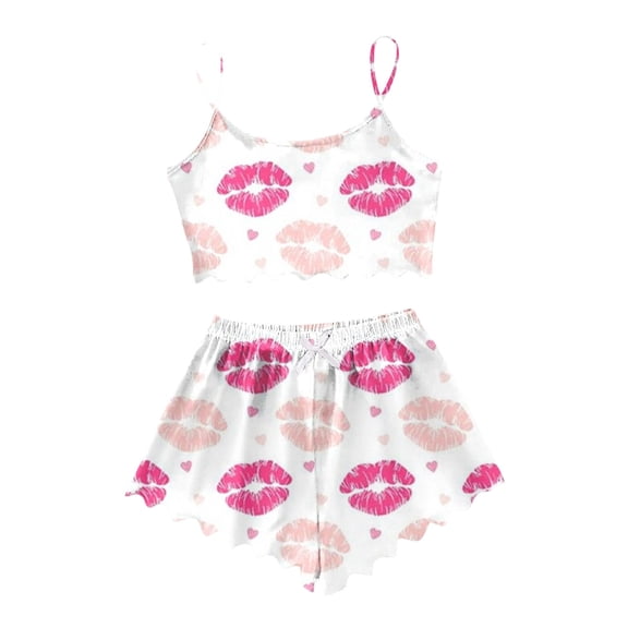 Pajama Sets for Women 2 Piece Casual Sleeveless Valentine'S Day Print Vest Top Shorts Women's Sleepwear