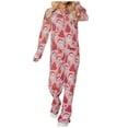 thumbnail image 1 of Pajama Sets for Women 2 Piece Christmas Santa Printed V Neck Button Long Sleeve Matching Pants Set Women Pjs Sets,Pink,L, 1 of 8