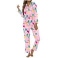 thumbnail image 1 of Pajama Sets for Women 2 Piece Christmas Themed Bow Printed Long Sleeve Set Womens Sleepwear,B,XL, 1 of 5