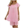 thumbnail image 1 of Pajama Sets for Women 2 Piece Ice Silk Sleeveless Sleepwear Satin Cami Shorts Set Soft Nightwear Lightweight Pajamas Sets Pajamas Women One Size, 1 of 1