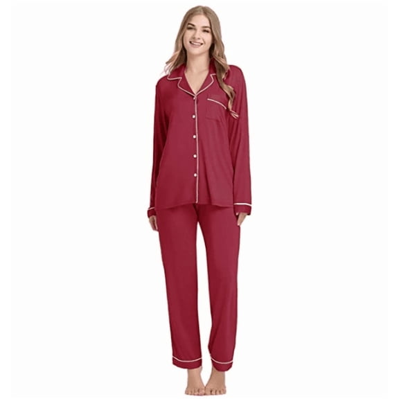 Pajama Sets for Women 2 Piece Long Sleeve Button Down Pjs Soft Comfy Ladies Sleepwear Lounge Sets 、