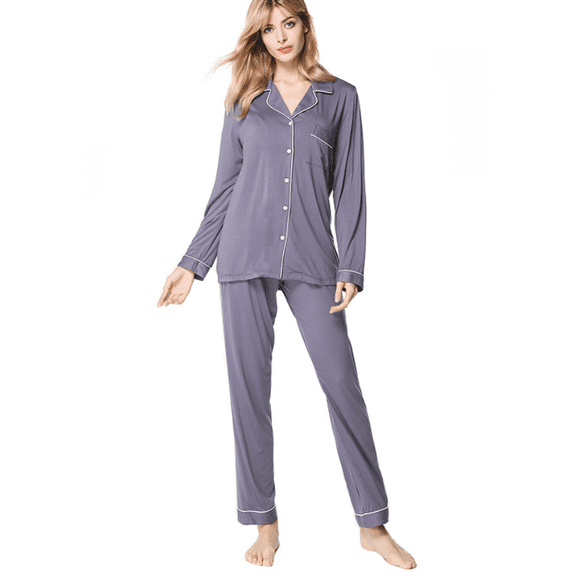 Pajama Sets for Women 2 Piece Long Sleeve Button Down Pjs Soft Comfy Ladies Sleepwear Lounge Sets 、
