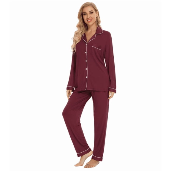 Pajama Sets for Women 2 Piece Long Sleeve Button Down Pjs Soft Comfy Ladies Sleepwear Lounge Sets 、