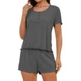 thumbnail image 1 of Loritta Womens Pajamas Knit Short Sleeve lounge sets 2 piece For Women Summer Gray, 1 of 7