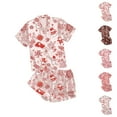 thumbnail image 1 of Pajama Sets for Women – Cute Summer Tank Top Sleepwear Set Women's Casual Printed Pyjama Set Silk Satin Short Sleeve Button Down Top And Shorts Set, 1 of 4
