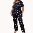 thumbnail image 1 of Pajama Sets for Women Plus Size Print Long Sleeve Crew Neck Tops and Pants Outfits Casual 2Pc Sleepwear Set, 1 of 5