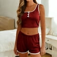 thumbnail image 1 of Pajama Sets for Women Summer U Neck Cropped Sleeveless Tank Tops Sleepwear and Shorts Two Piece Set Casual Solid Loose Lightweight Loungewear Pj Set, 1 of 5