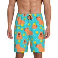 thumbnail image 1 of Pajama Shorts Men, Swim Capybaras Orange Mens Sleep Lounge Shorts, Soft Comfy Pj Bottom Sleepwear With Pockets, 1 of 8
