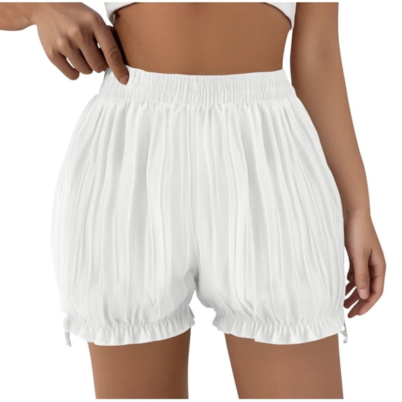Pajama Shorts for Womens Lace Trim Trendy Pjs Shorts 7" Lightweight Golf Shorts Drawstring Elastic Waist Bottoms Put On Strech Knee Length Bermuda Shorts Sleepwear