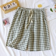 Pajama Shorts for Men with Pockets and Drawstring Elastic Waisted Casual Plaid Printed Loose Wide Leg Lightweight Loungewear Homewear Pajamas Short