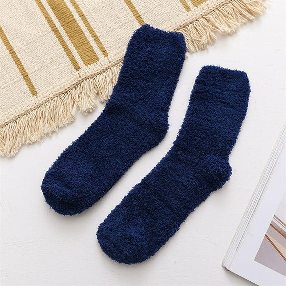 Pajama Socks for Men Blue Mens Wool Thermal Hiking Winter Boot Warm Thick Cozy Crew Comfy Work