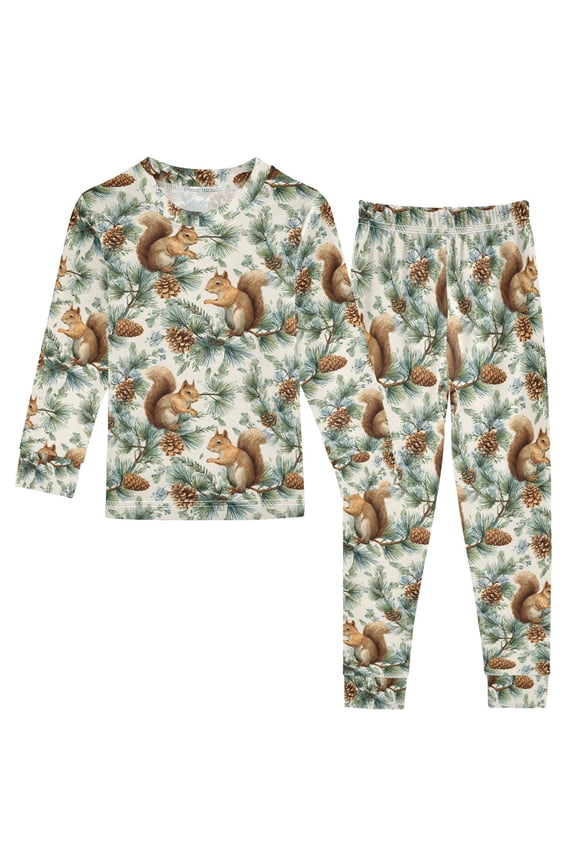 Pajama Squirrel Pine Cone Cute Comfortable Cotton Two-piece Pajama Set
