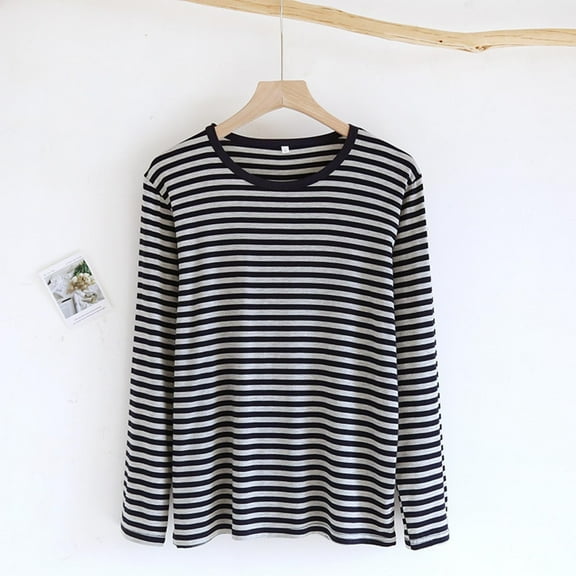 Pajama T-Shirts for Men Soft Modal Long Sleeve Crewneck Shirts Mens Casual Stripe Printed Pullover Sleepwear Loungewear Tees Tops