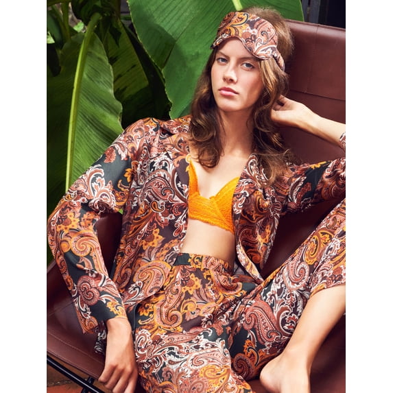 Pajama Top Long Sleeve Button Detail