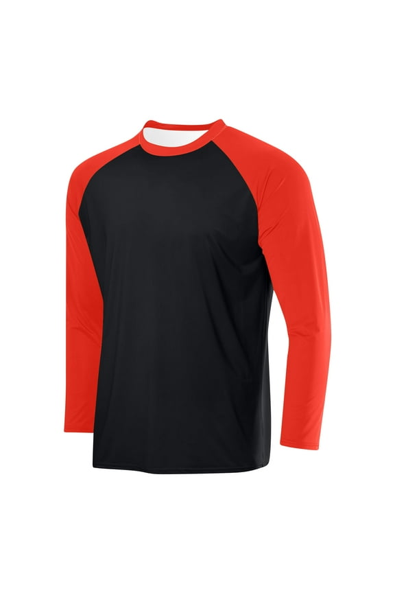 Pajama Tops for Men Long Sleeve Raglan Tees Color Blocked Basic Undershirts Sleep Tops