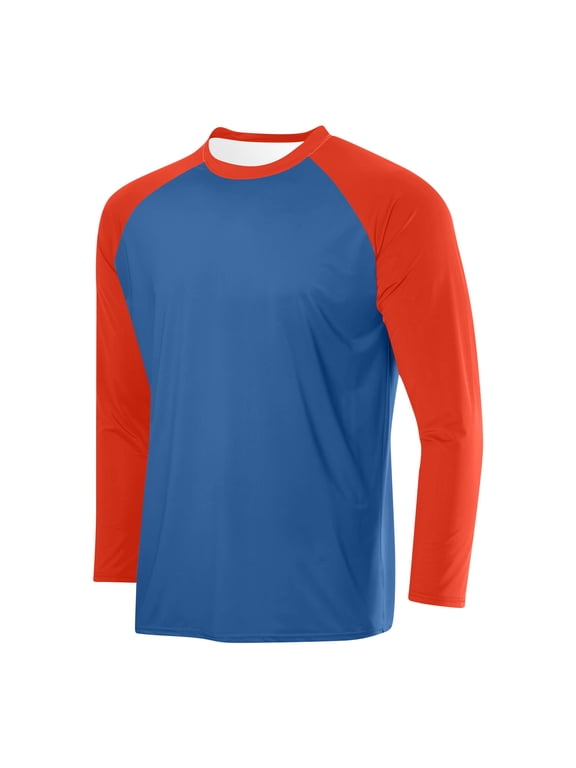 Pajama Tops for Men Long Sleeve Raglan Tees Color Blocked Basic Undershirts Sleep Tops