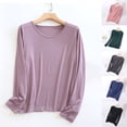 thumbnail image 1 of Pajama Tops for Women Long Sleeve Crew Neck Solid Color Plus Size Blouses for Women Outfits Outdoor Sport Casual Loose Blouses M-4XL, 1 of 10