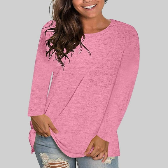 Pajama Tops for Women,Plus Size Long Sleeve Shirts,Casual Crew Neck Breathable Lightweight Basic Layer S-4XL