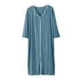 thumbnail image 1 of Pajama Tops for Women Women's Summer Short-Sleeved V-Neck Solid Color Nightdress Mid-Calf Nightdress Blue L, 1 of 4