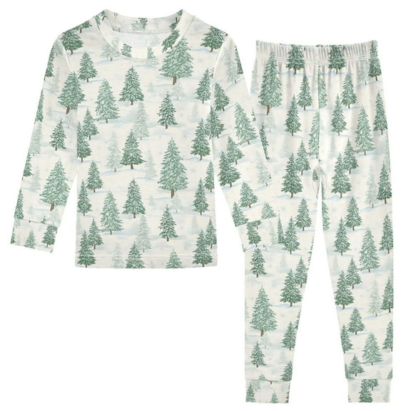 Pajama Watercolor Tree Cute Comfortable Cotton Two-piece Pajama Set