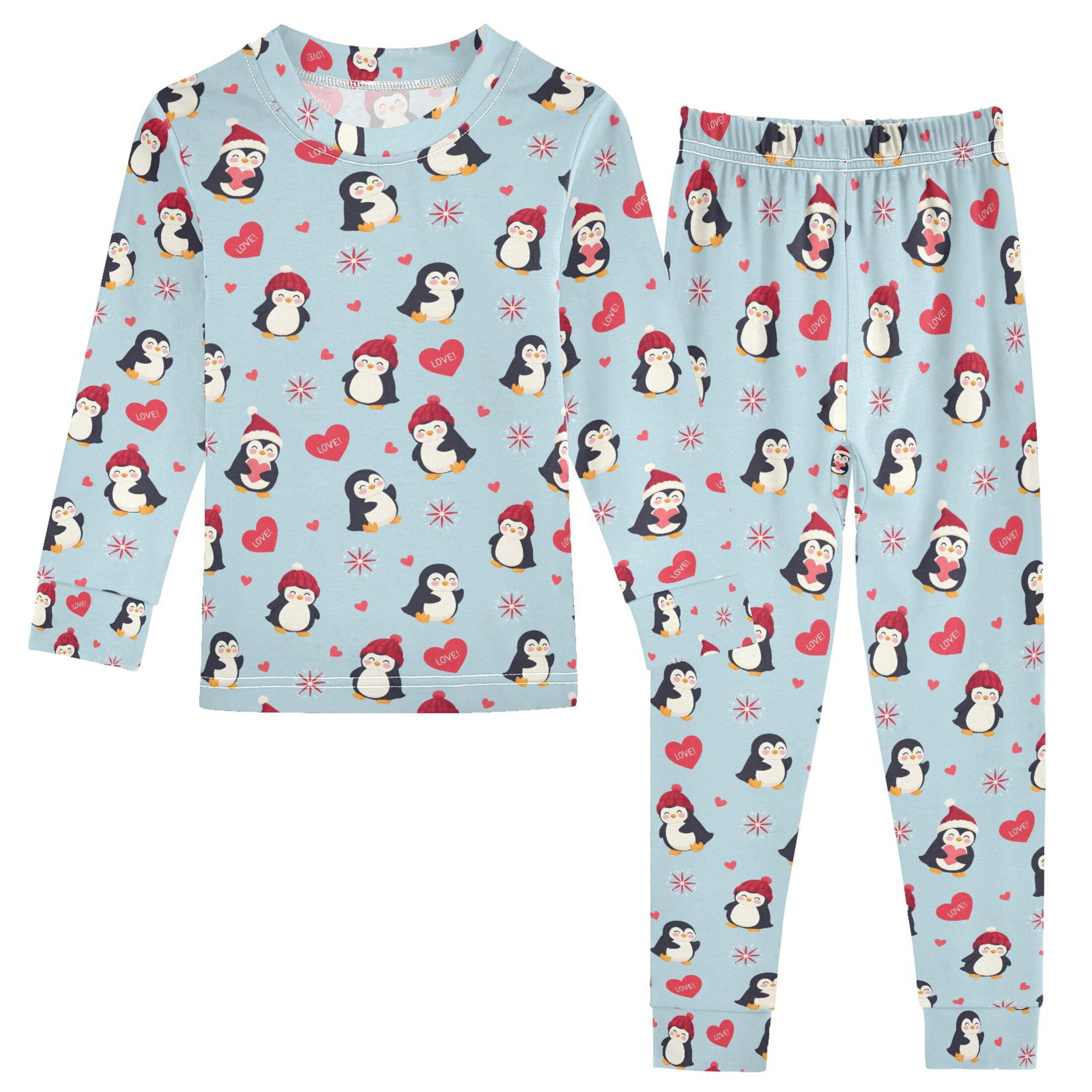 Pajama Winter Penguin Pattern Cute Comfortable Cotton Twopiece Pajama