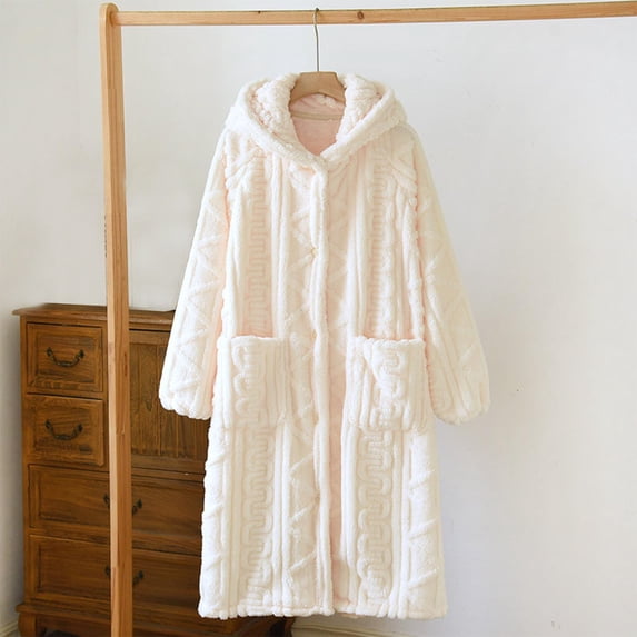Pajama for Women Light Weight Robe Pjs Women Womens Solid Color Nightgown Winter Loose Warm Thick Thick Long Velvet Bathrobe Bath Robes