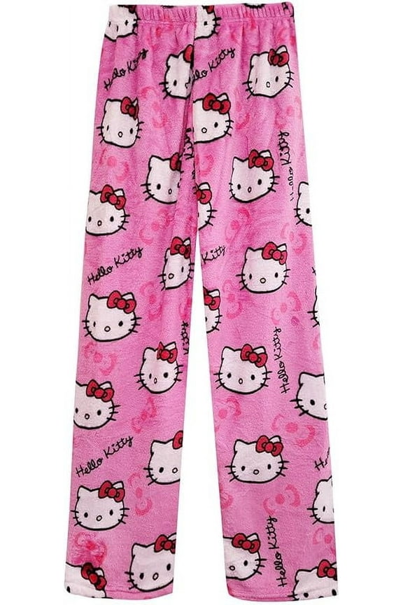 Pajama pants for women, Hello Kitty PJ pants womens cute cartoon flannel plush pajamas pant, anime sleep pants