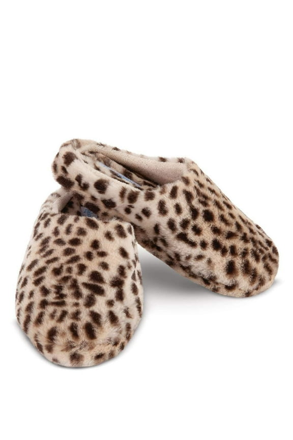 PajamaGram Women's Leopard Slip-On Bedroom Slippers Women, Medium