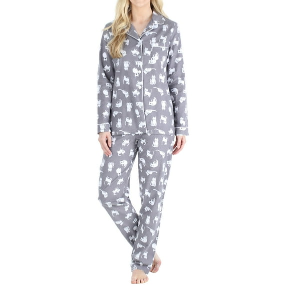 PajamaMania Women and Women's Plus Long Sleeve Pajama, 2-Piece Female Pant Set