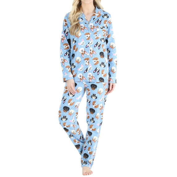 PajamaMania Women and Women's Plus Long Sleeve Pajama, 2-Piece Female Pant Set