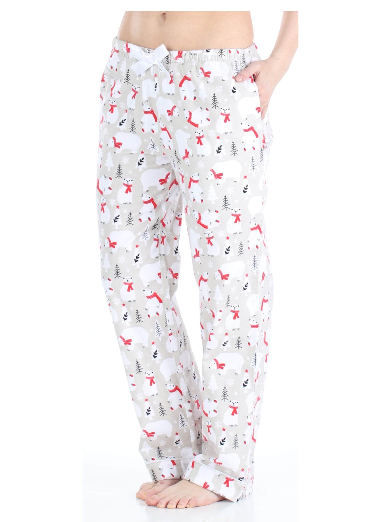 PajamaMania Women's Cotton Flannel Pajama PJ Pants with Pockets ...