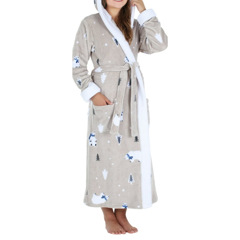 PajamaMania Women s Plush Fleece Long Bathrobes Walmart