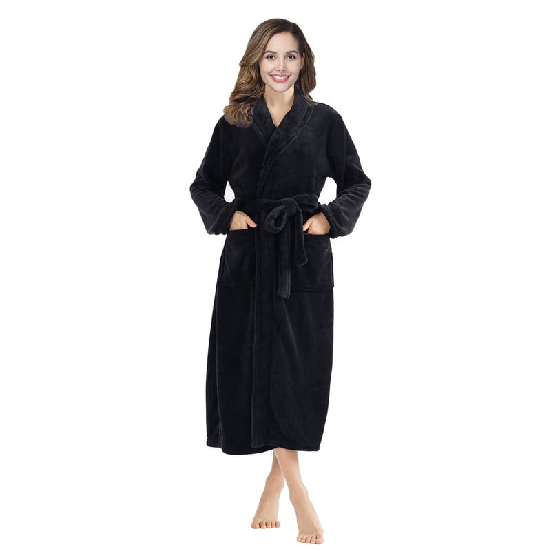 PajamaX Fleece Womens Bathrobe, Long Plush Robes for Women, Two Side ...