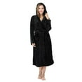 thumbnail image 1 of PajamaX Hooded Womens Robe, Long Plush Robes for Women, Two Side Pockets and Belts, Warm and Cozy (M, Black), 1 of 1