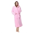 thumbnail image 1 of PajamaX Hooded Womens Robe, Long Plush Robes for Women, Two Side Pockets and Belts, Warm and Cozy (S, Pink), 1 of 7