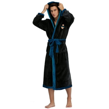 PajamaX Men's Hooded Fleece Bathrobe Plush Long Spa Robe (L, Green)