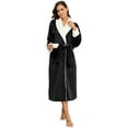 thumbnail image 1 of PajamaX Women's Fleece Shawl Collar Bathrobe Plush Soft Long Spa Robe Lightweight Fluffy Cozy Shower Bathrobe (S, Black), 1 of 6