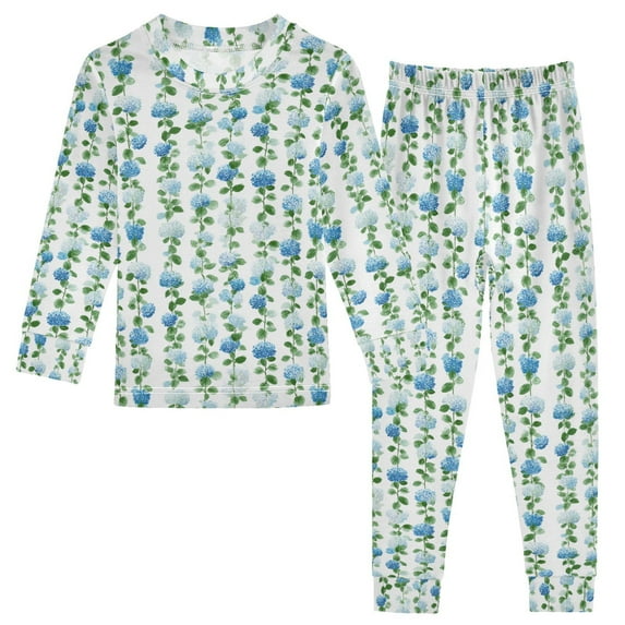 Pajamama Hydrangea Vines Cute Comfortable Cotton Two-piece Pajama Set