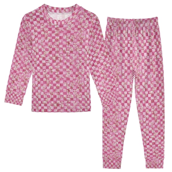 Pajamama Pink Plaid Cute Comfortable Cotton Two-piece Pajama Set