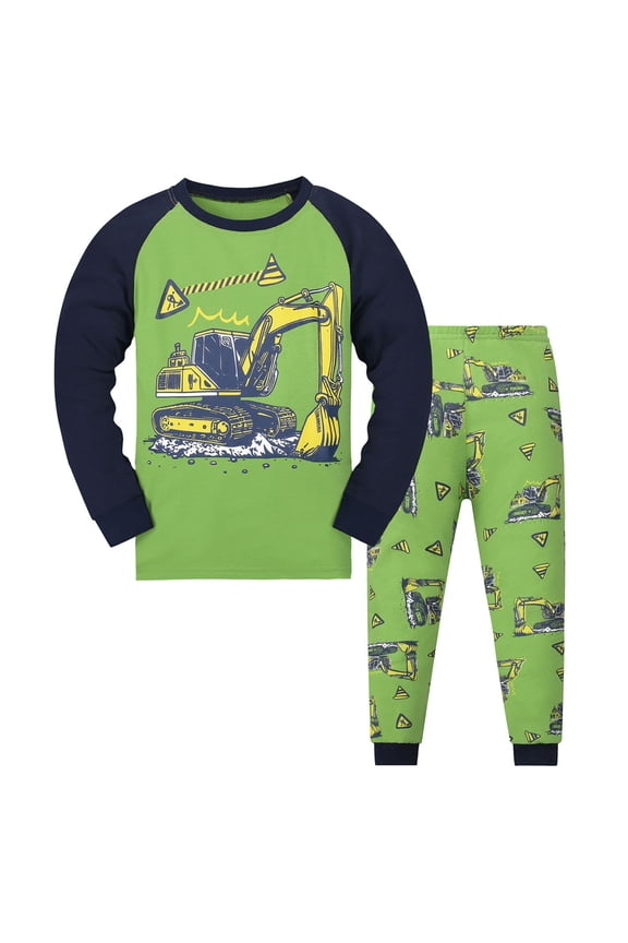 Pajamas for 10 Year Boy Toddler Kids Boys Pajamas Cars Cotton Christmas Kids 2 Piece Pj's Long Sleeve Sleepwear Clothes Set Outfits Christmas Clothes Z0D-Green, 8-9 Years