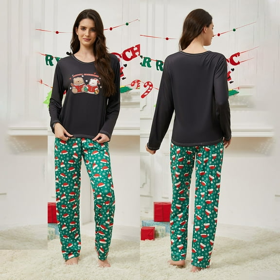 Pajamas 2 PC Set Flannel Pajama Long Sleeve Top With Pants Cozy Winter Sleepwear Loungewear For Holiday Season