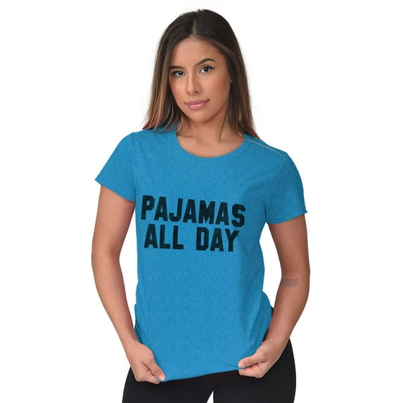 Pajamas All Day Slacker Lazy Womens Slim Fit Graphic Tee Brisco Brands X