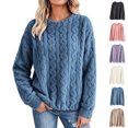 thumbnail image 1 of Pajamas Dqueduo Women's Thick Fleece Cable Knit Long Sleeve Top – Cozy Winter Homewear Blue Free Size, 1 of 10