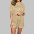 thumbnail image 1 of Pajamas For Women Hxshgdsn Women's Pajama Suit，Printed Turndown Collar Short Sleeve Blouse & Pants Sleepwear Set For Home Khaki S, 1 of 4