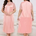 thumbnail image 1 of Pajamas For Women Hxshgdsn Women's Plus Size Ice Silk Nightdress，Loose Casual Solid Color Short Sleeve With Lace Stitching For Home Red 2Xl, 1 of 5