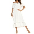 thumbnail image 1 of Pajamas For Women Hxshgdsn Women's Solid Color Pajamas，Casual Short Sleeved Sleepwear & Matching Home Clothing White 2Xl, 1 of 4